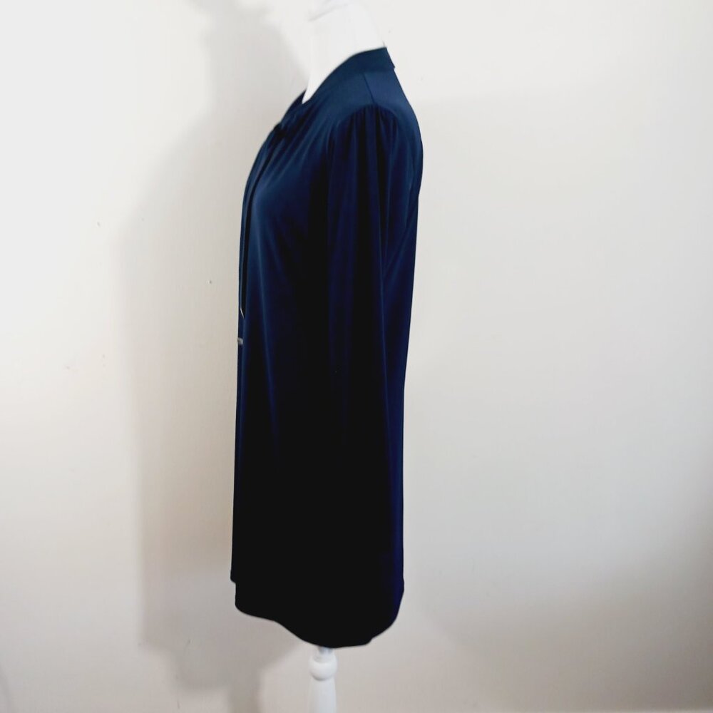 Michael Kors Lightweight Long Sleeve Navy Dress W/ Decorative Tie Neck, SZ Med. - Picture 11 of 16